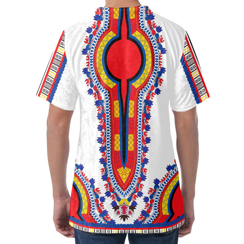 Red And White African Dashiki Print Men's Velvet T-Shirt