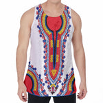 Red And White African Dashiki Print Men's Velvet Tank Top