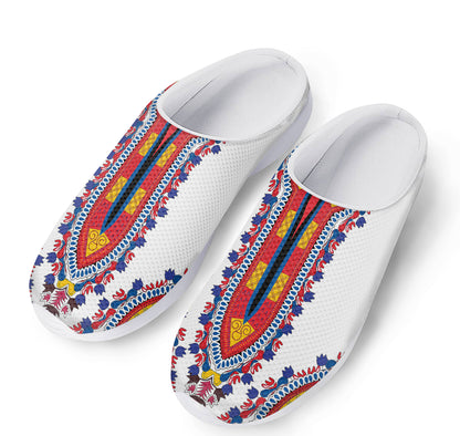 Red And White African Dashiki Print Mesh Casual Shoes