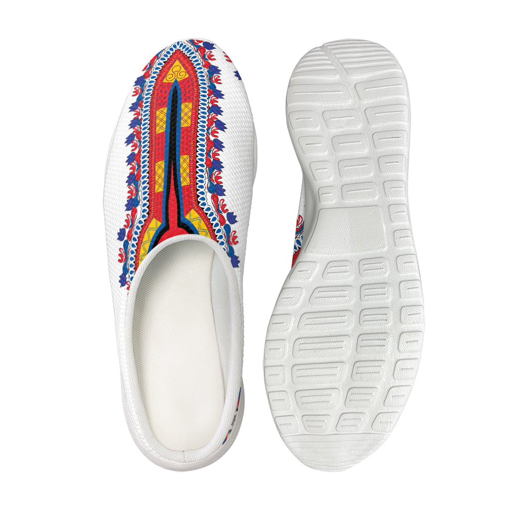 Red And White African Dashiki Print Mesh Casual Shoes