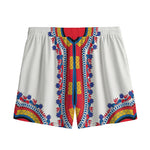 Red And White African Dashiki Print Mesh Shorts