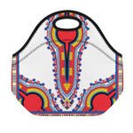 Red And White African Dashiki Print Neoprene Lunch Bag