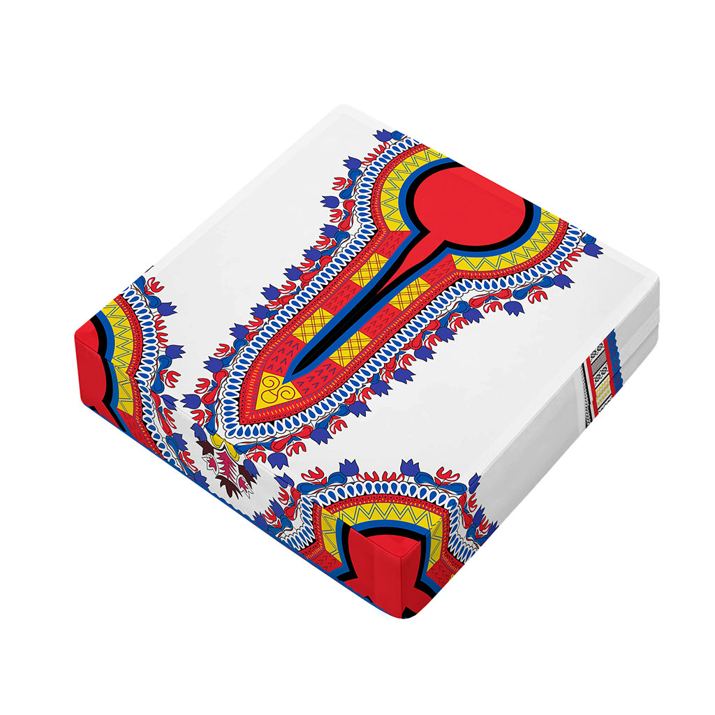 Red And White African Dashiki Print Outdoor Seat Cushion Cover