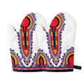 Red And White African Dashiki Print Oven Mitts