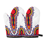 Red And White African Dashiki Print Oven Mitts