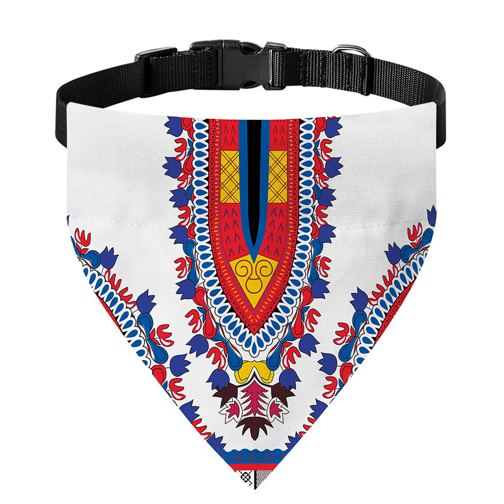 Red And White African Dashiki Print Over The Collar Dog Bandana