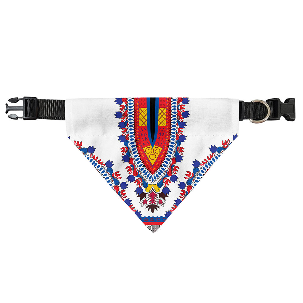 Red And White African Dashiki Print Over The Collar Dog Bandana
