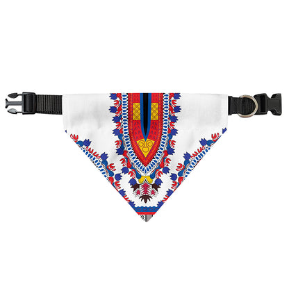 Red And White African Dashiki Print Over The Collar Dog Bandana