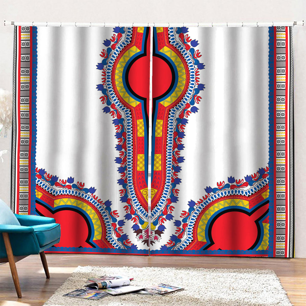 Red And White African Dashiki Print Pencil Pleat Curtains
