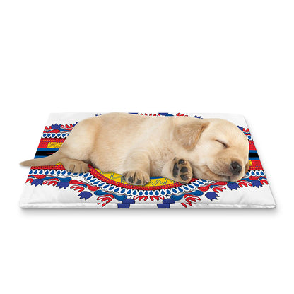 Red And White African Dashiki Print Pet Cooling Mat Cover