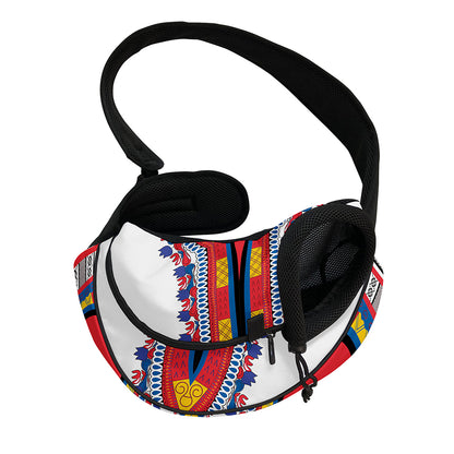 Red And White African Dashiki Print Pet Sling Carrier