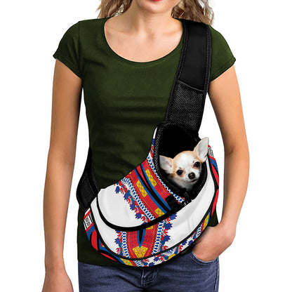 Red And White African Dashiki Print Pet Sling Carrier