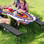 Red And White African Dashiki Print Picnic Table Cover