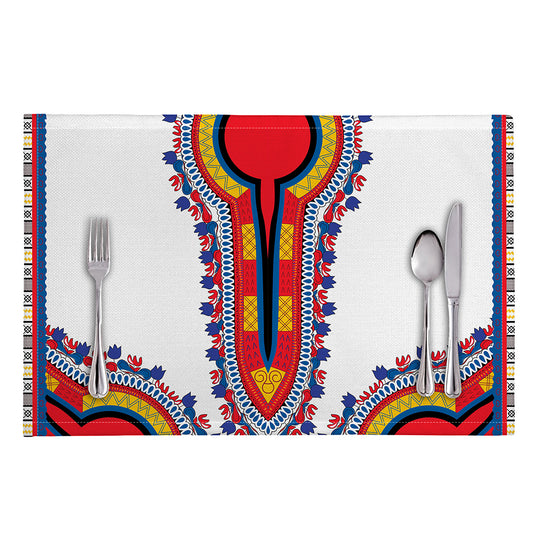 Red And White African Dashiki Print Placemat