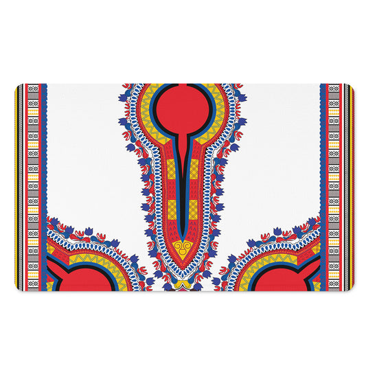 Red And White African Dashiki Print Polyester Doormat