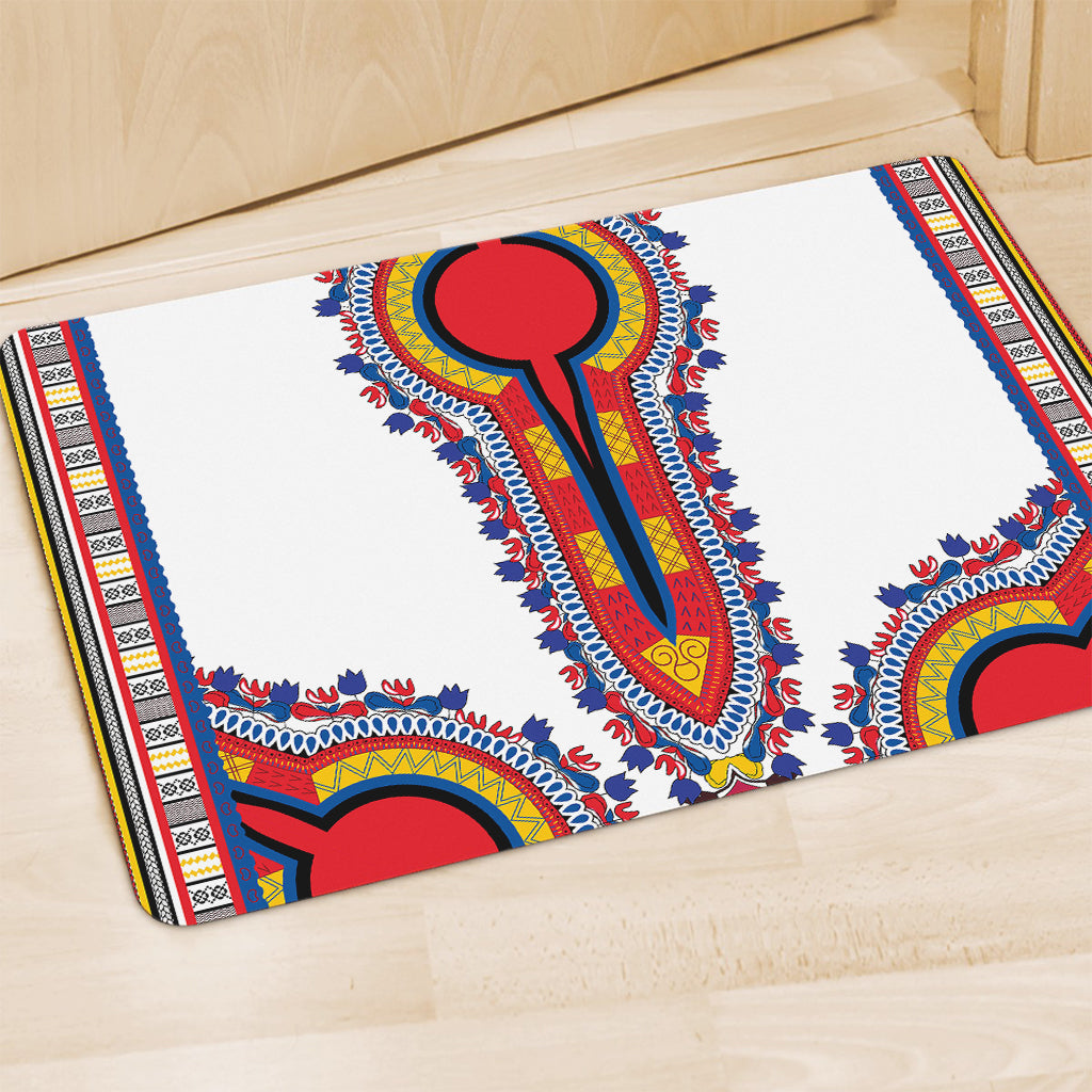 Red And White African Dashiki Print Polyester Doormat