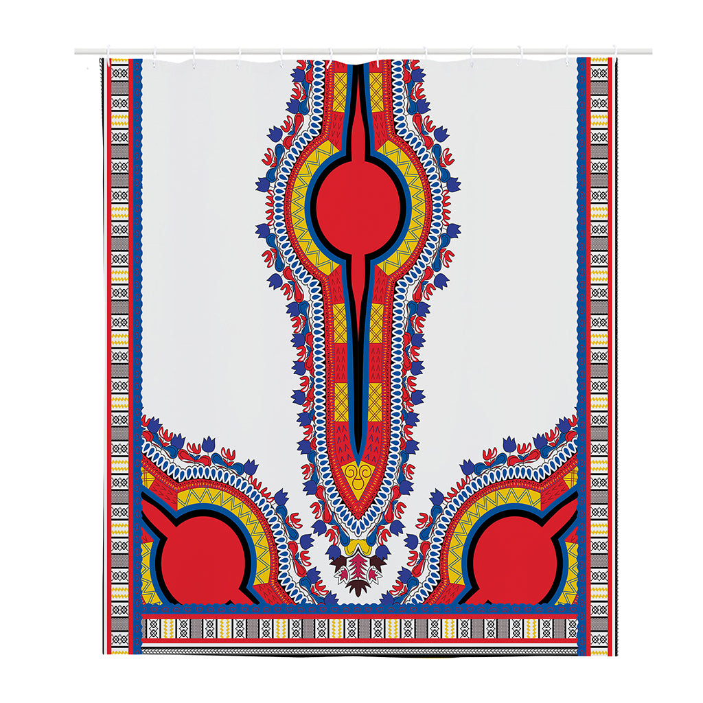 Red And White African Dashiki Print Polyester Shower Curtain