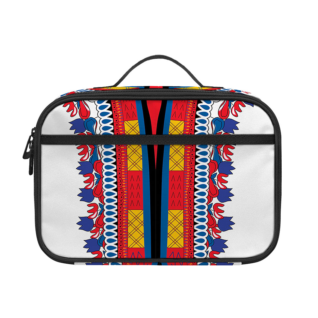 Red And White African Dashiki Print Portable Lunch Bag