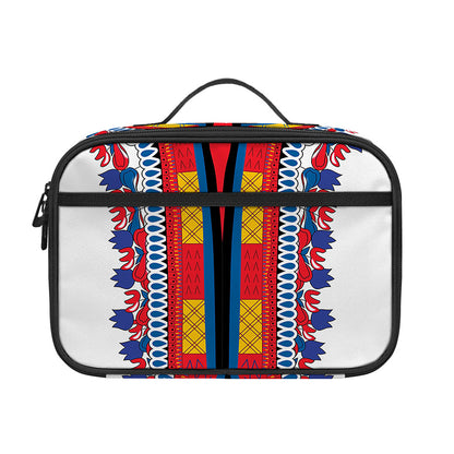 Red And White African Dashiki Print Portable Lunch Bag