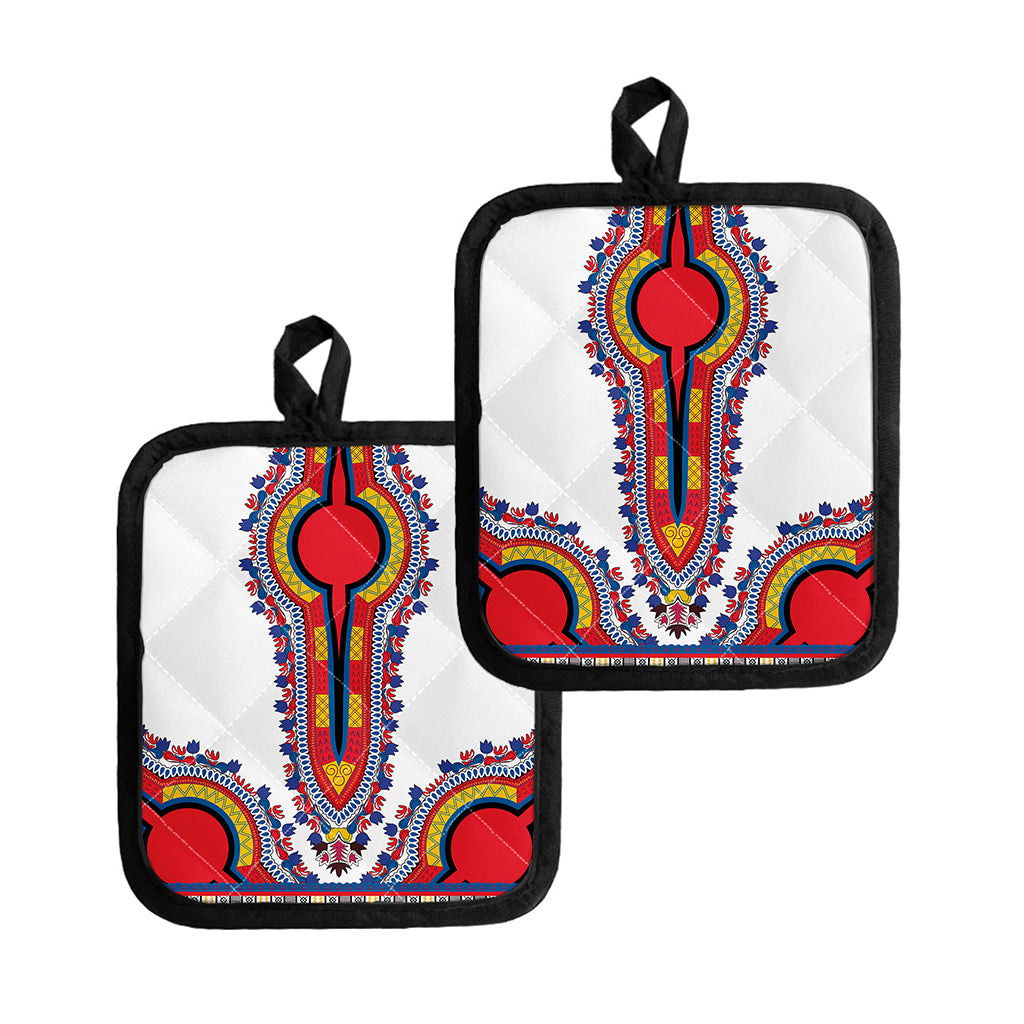 Red And White African Dashiki Print Pot Holders