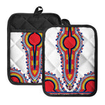 Red And White African Dashiki Print Pot Holders With Pocket