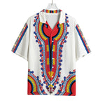 Red And White African Dashiki Print Rayon Hawaiian Shirt