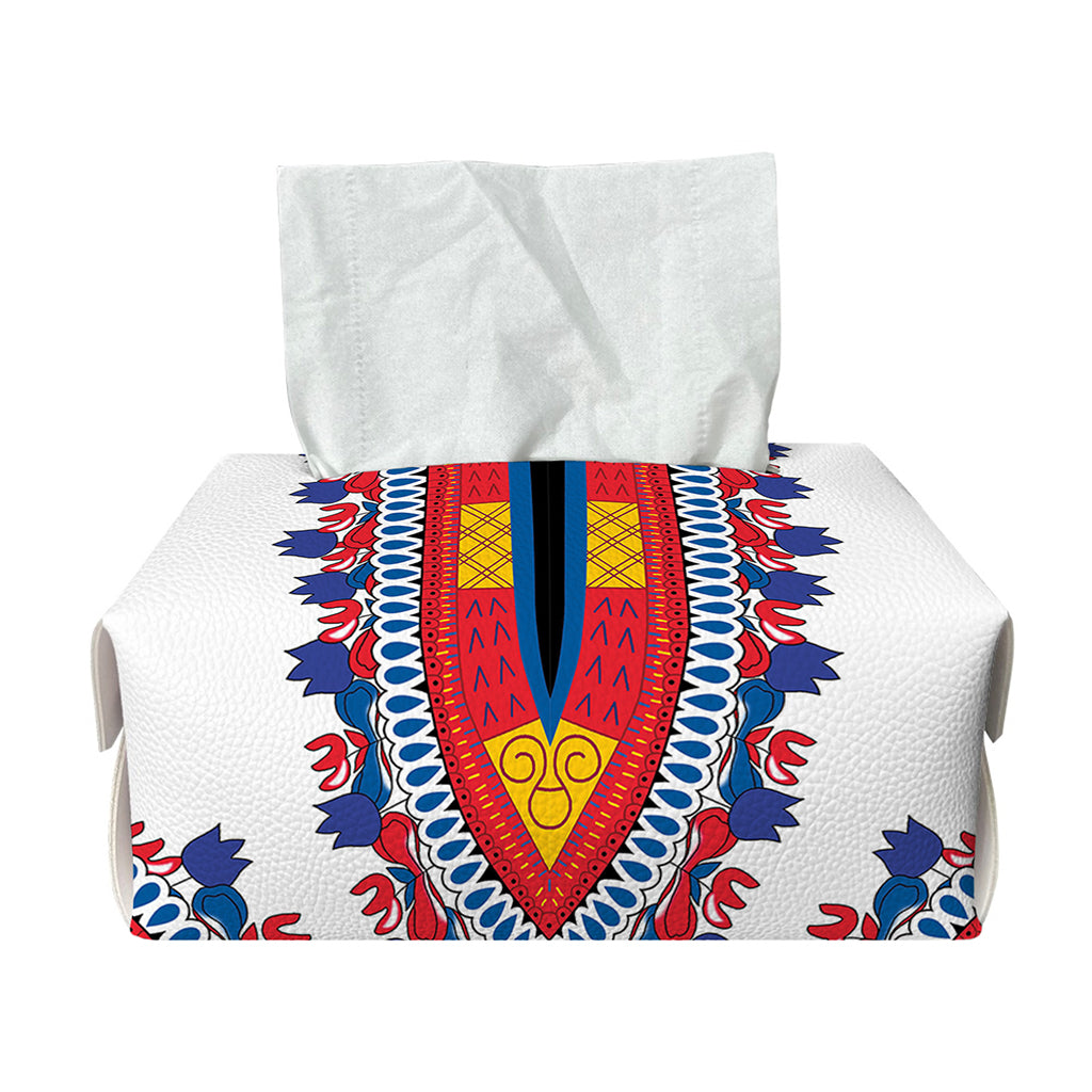 Red And White African Dashiki Print Rectangle Tissue Box Cover