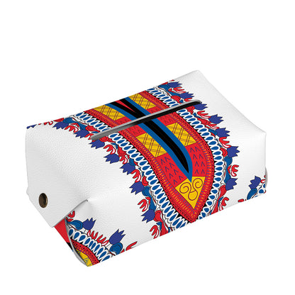Red And White African Dashiki Print Rectangle Tissue Box Cover