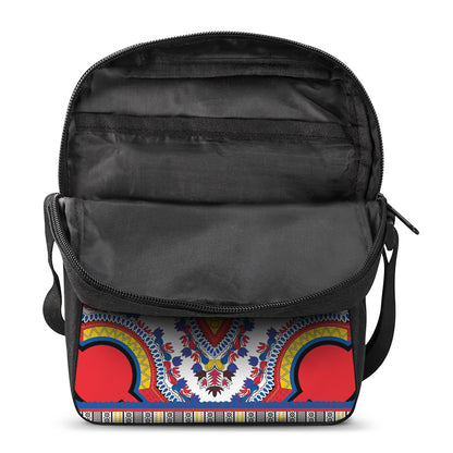 Red And White African Dashiki Print Rectangular Crossbody Bag