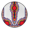 Red And White African Dashiki Print Round Floor Mat