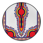 Red And White African Dashiki Print Round Floor Mat