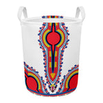 Red And White African Dashiki Print Round Laundry Basket