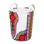 Red And White African Dashiki Print Round Laundry Basket