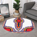 Red And White African Dashiki Print Round Rug