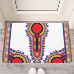 Red And White African Dashiki Print Rubber Doormat