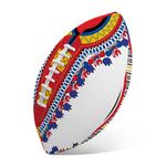 Red And White African Dashiki Print Rugby Ball