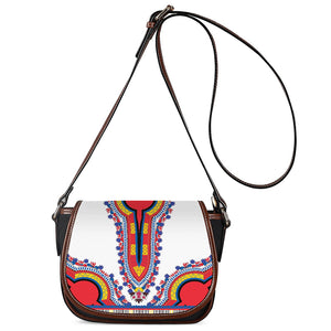 Red And White African Dashiki Print Saddle Bag