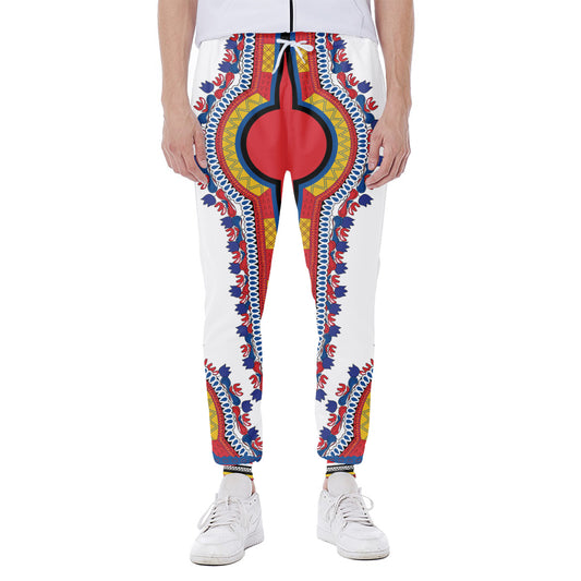 Red And White African Dashiki Print Scuba Joggers