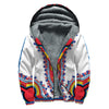 Red And White African Dashiki Print Sherpa Lined Zip Up Hoodie