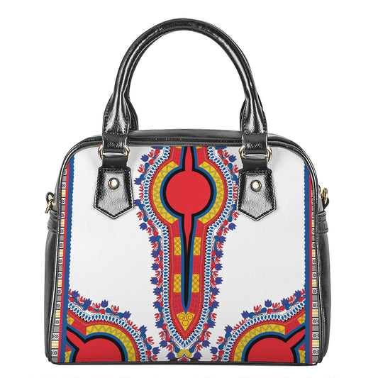 Red And White African Dashiki Print Shoulder Handbag