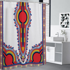 Red And White African Dashiki Print Shower Curtain