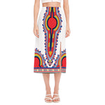 Red And White African Dashiki Print Side Slit Midi Skirt