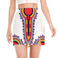 Red And White African Dashiki Print Side Slit Mini Skirt