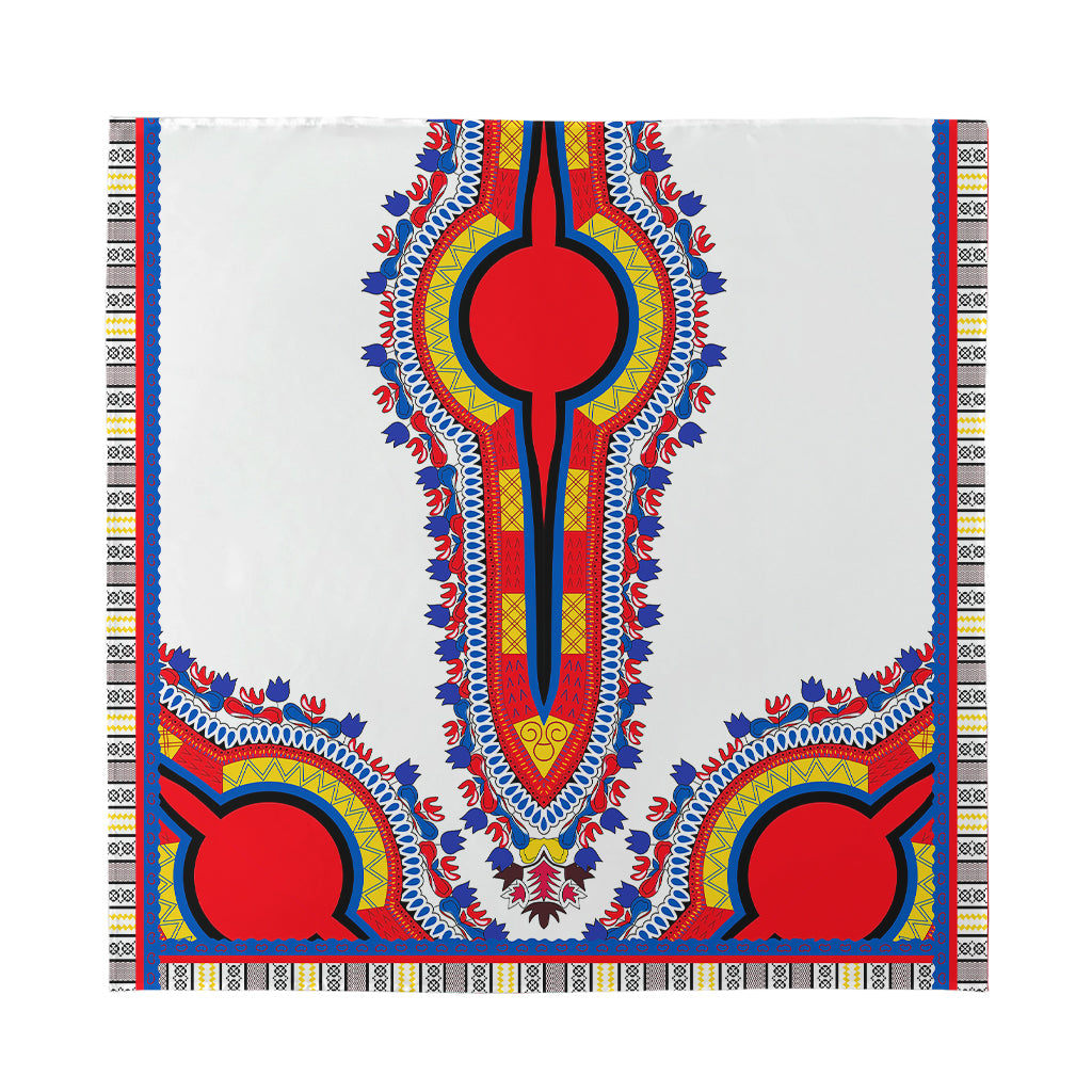 Red And White African Dashiki Print Silk Bandana