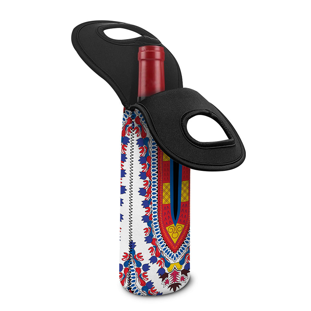Red And White African Dashiki Print Single Neoprene Wine Tote