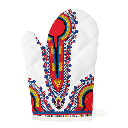 Red And White African Dashiki Print Single Oven Mitt