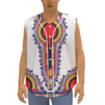 Red And White African Dashiki Print Sleeveless Baseball Jersey