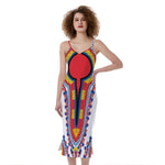 Red And White African Dashiki Print Slim Fit Midi Cami Dress