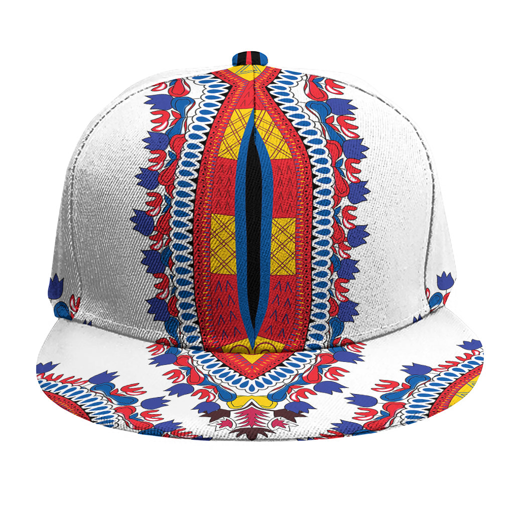 Red And White African Dashiki Print Snapback Cap