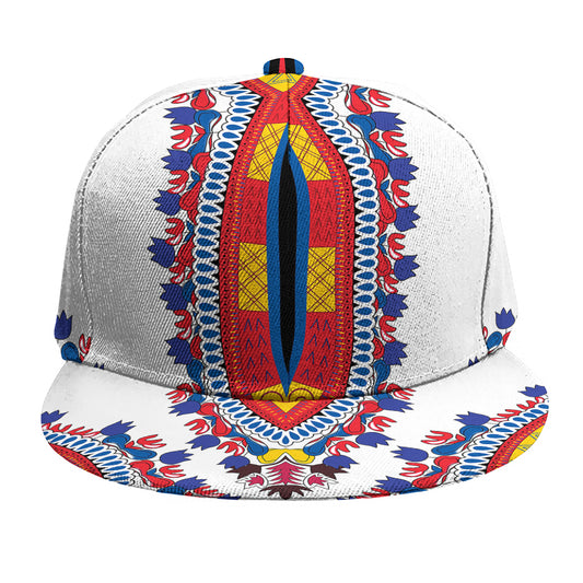 Red And White African Dashiki Print Snapback Cap